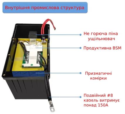 Фото: Акумулятор LiFePO4 12V/100Ah/1280Wh (BMS та LCD экран) для ДБЖ (клас А)