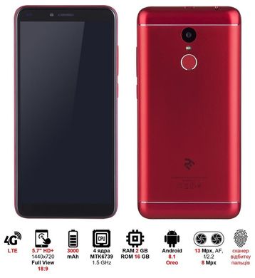Фото: Смартфон 2E F572L 2018 DualSim Red
