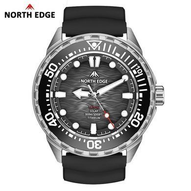 Фото: Тактичний годинник North Edge Triton-Ti Titanium Black для дайвінгу сонячний заряд